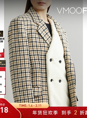 【折扣】The World is Your Oyster 秋女千鸟格花呢外套