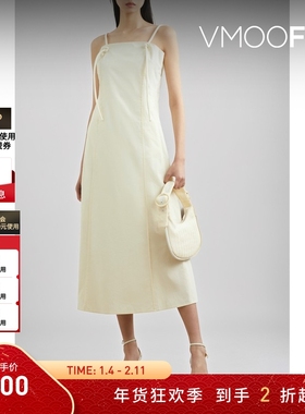 【折扣】gu_deres 女结饰中长吊带连衣裙小白裙