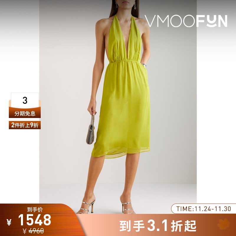 【折扣】Christopher Esber女士真丝乔其纱挂脖中长连衣裙