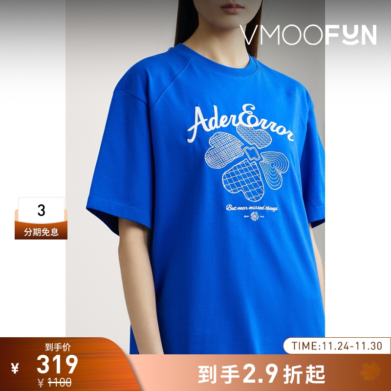 【折扣】Ader Error女士品牌标志刺绣棉质混纺T恤