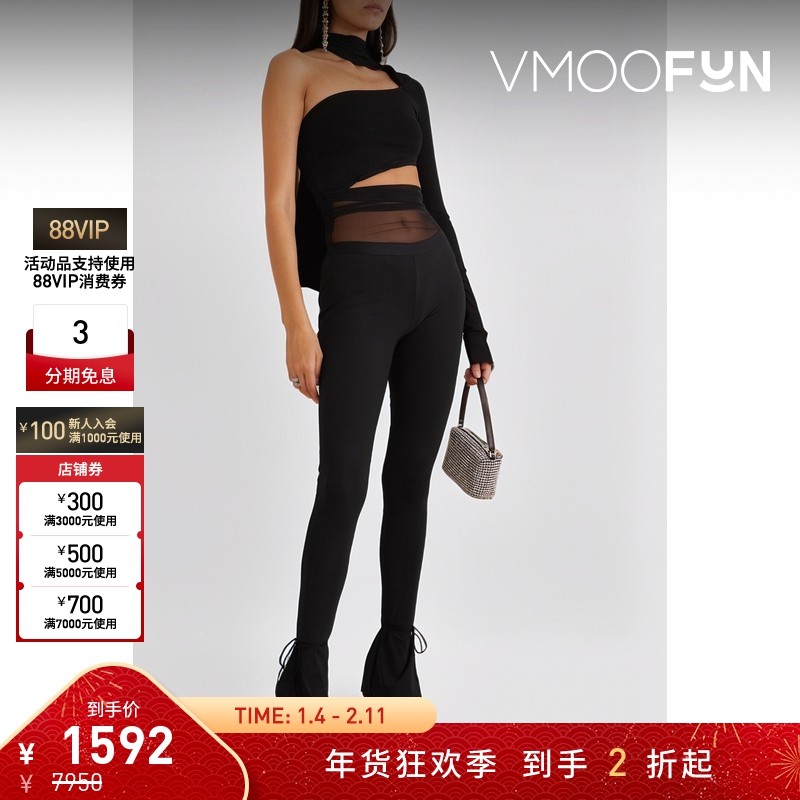 【折扣】Mugler 女单肩绢网拼接弹力平纹布时尚连体衣,女装/女士精品,连体衣/裤,淘宝优惠券,粉丝福利购,淘宝优惠卷