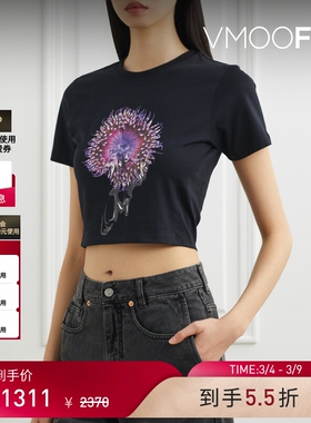 【38焕新周】Mugler 夏季女印花棉质平纹布短款T恤