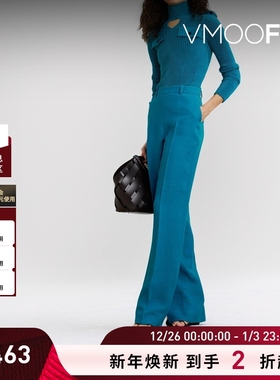 【折扣】akris女士亚麻羊毛混纺绉纱喇叭裤