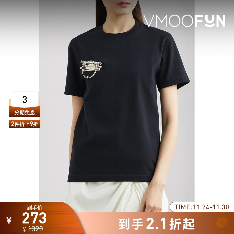 【折扣】SHIE LYU 女带缀饰棉质平纹布T恤