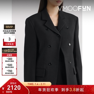 【折扣】RECTO 秋冬女双排扣绵羊毛西装外套