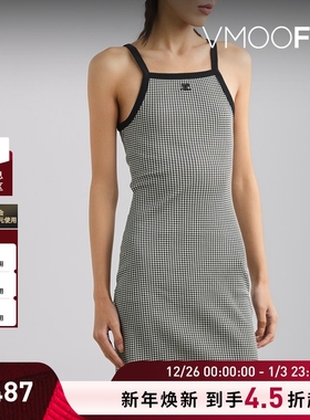 【折扣】COURRÈGES女士千鸟格棉质平纹布迷你连衣裙