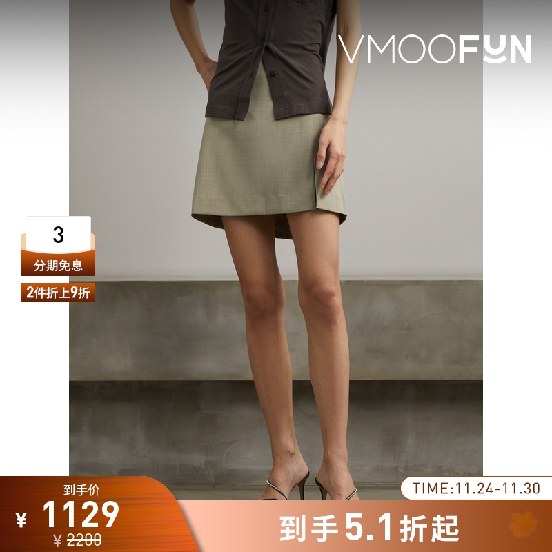 【折扣】FILIPPA K 夏季女简约混色混纺斜纹布迷你半身裙