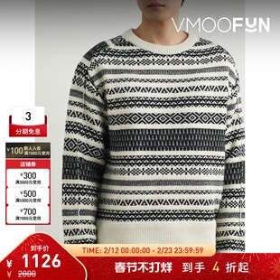 【折扣】Andersson Bell 男秋冬宽松提花针织绵混纺毛衣