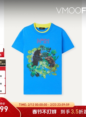 【折扣】N°21 春夏男童装分层式印花棉质T恤