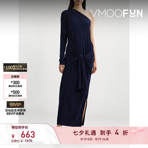 【折扣】Norma Kamali 夏季女单肩弹力平纹布连衣裙