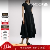 女解构褶饰连衣裙小黑裙 Error 折扣 Ader