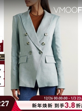 【折扣】Veronica Beard 双排扣亚麻混纺斜纹布西装外套