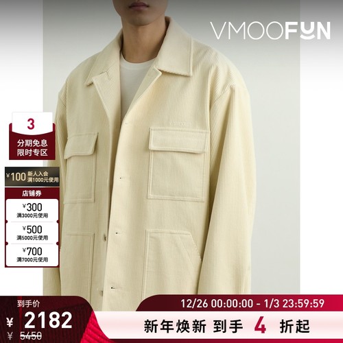 【折扣】we11done 秋冬男宽松刺绣棉质灯芯绒外套夹克