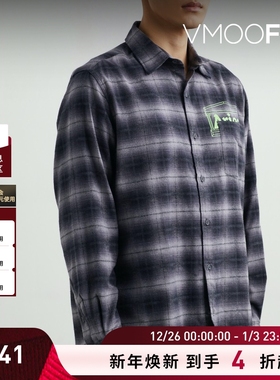 【折扣】Aries 早春男印花贴花格纹法兰绒衬衫