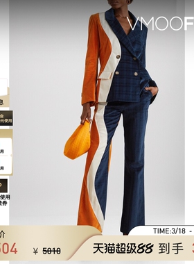 AHLUWALIA 春夏女棉质混纺天鹅绒喇叭裤