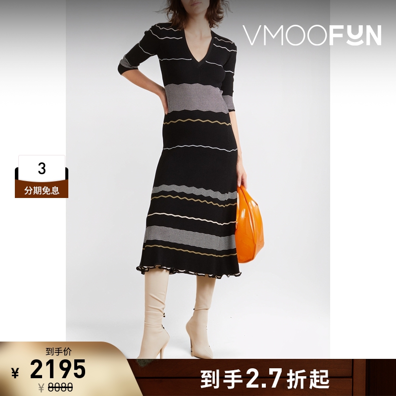 【折扣】Proenza Schouler/PS 女条纹罗纹法式针织连衣裙