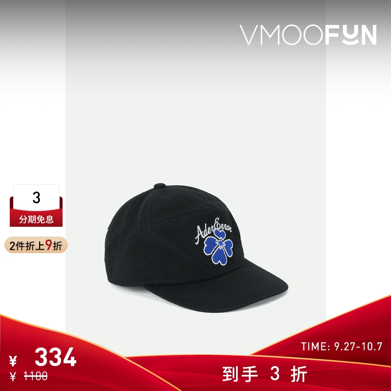 【折扣】Ader Error 女刺绣棉质黑色棒球帽