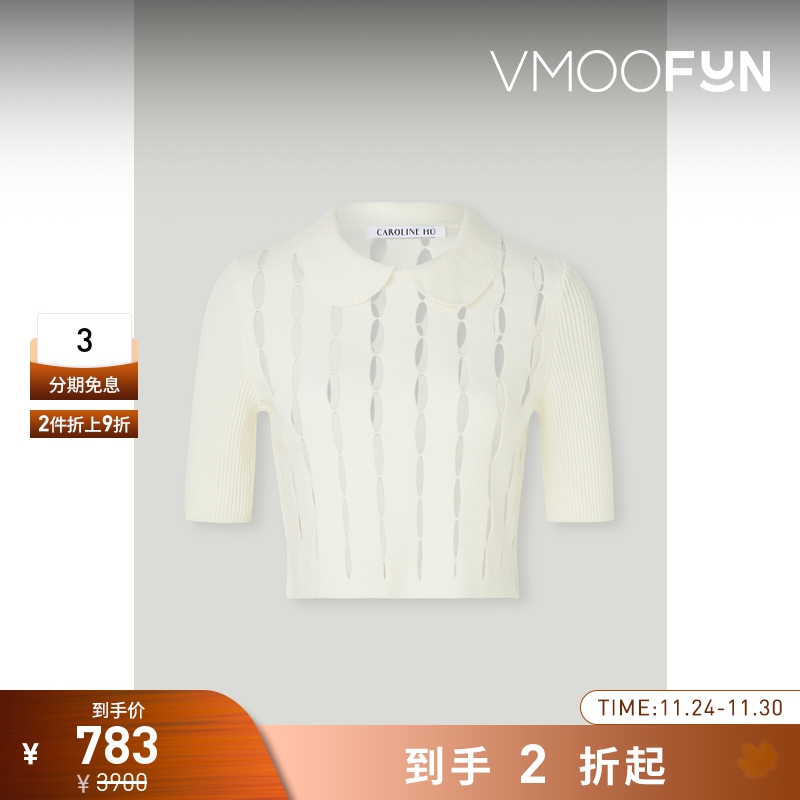 【折扣再降】CAROLINE HU 女镂空针织羊毛上衣