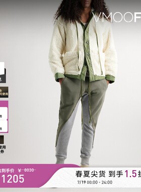 【秒杀】GREG LAUREN 中腰锥形仿旧拼色棉质平纹布运动裤