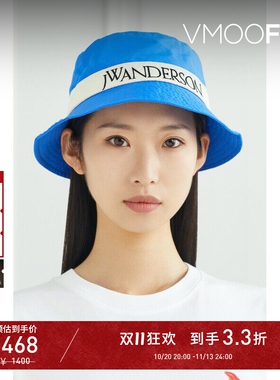 【D11折扣】JW Anderson女士夏季蓝色刺绣拼接软壳面料渔夫帽