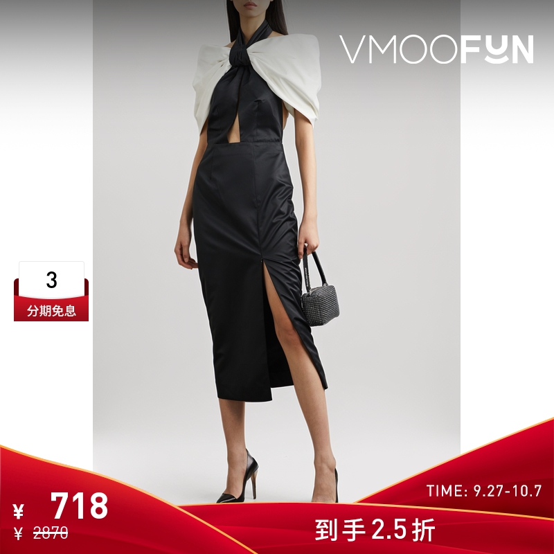 【折扣】Rotate 女 露背挂脖中长连衣裙礼服裙