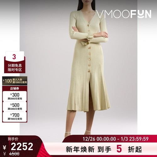 【折扣】Self-Portrait 秋冬女金属感罗纹针织中长长袖连衣裙