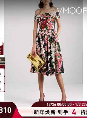 【折扣】OSCAR DE LA RENTA女士夏红色露肩褶裥礼服