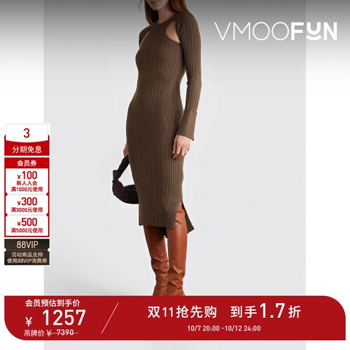 【D11抢先购】3.1 Phillip Lim 女露肩镂空罗纹混纺连衣裙