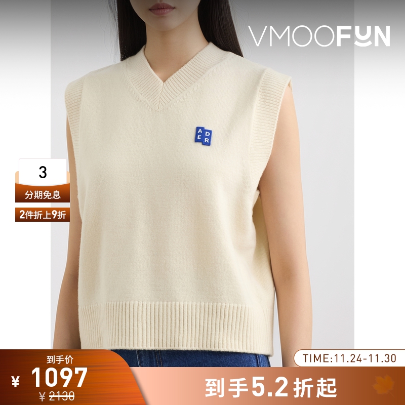 【折扣】Ader Error 秋冬女刺绣绵羊毛棉质混纺背心
