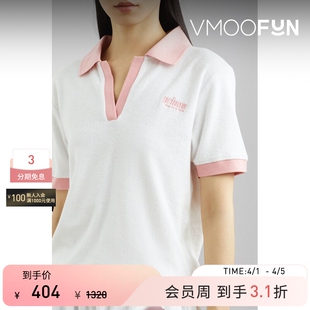 春夏女拼接刺绣款 SPORTY RICH 棉质毛巾布T恤Polo衫