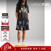 阔腿印花仿旧棉质平纹布短裤 男士 折扣 AMIRI