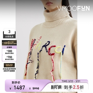 Ricci Nina 末折扣 女士秋冬品牌标志刺绣羊毛高领毛衣 季