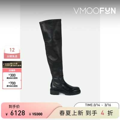 【季末折扣】Rene Caovilla 秋冬女带缀饰皮革过膝长靴