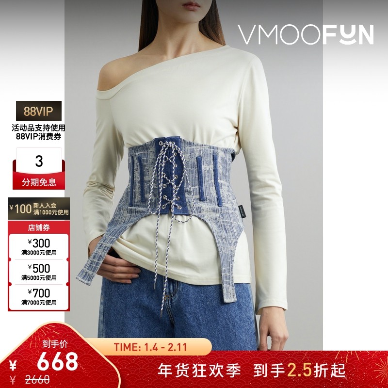 【折扣】Andersson Bell 女牛仔布拼接棉质混纺上衣,女装/女士精品,T恤,淘宝优惠券,粉丝福利购,淘宝优惠卷