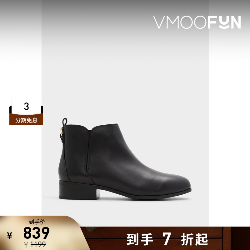 女士牛皮靴子增高舒适低跟女鞋