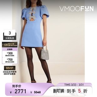 REBECCA VALLANCE春夏女士带缀饰挖剪绉纱迷你连衣裙