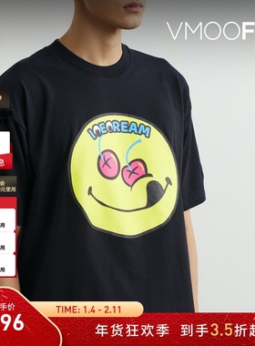 【折扣】ICECREAM 早春男品牌标志印花棉质平纹布T恤