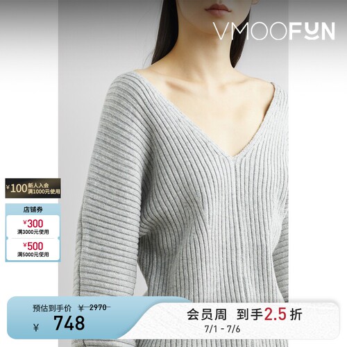 The Range 女秋冬罗纹棉质混纺针织上衣