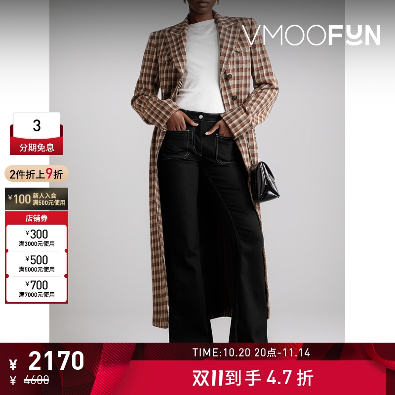【折扣】COURREGES 女复古俏皮低腰白线饰边喇叭牛仔裤
