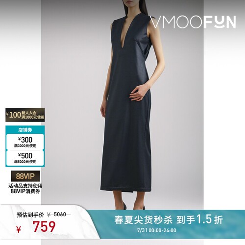 【秒杀】Mame Kurogouchi 春夏女中长连衣裙小黑裙礼服裙