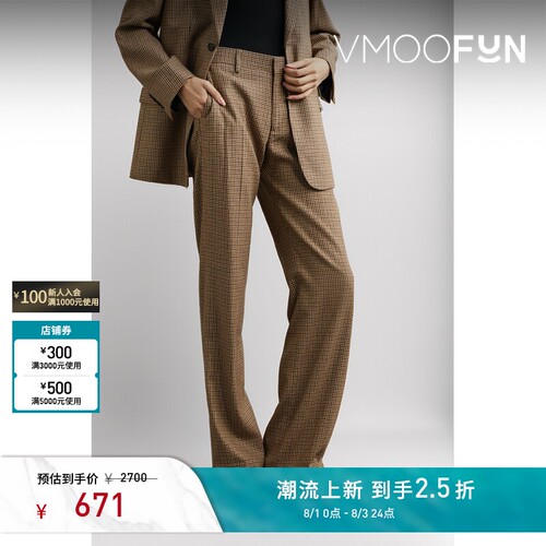 FILIPPA K 秋冬女士千鸟格羊毛混纺直筒裤