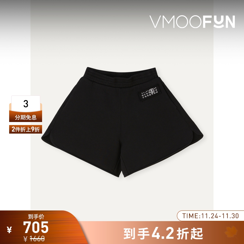 【折扣】MM6 Maison Margiela女童贴花棉质平纹布短裤