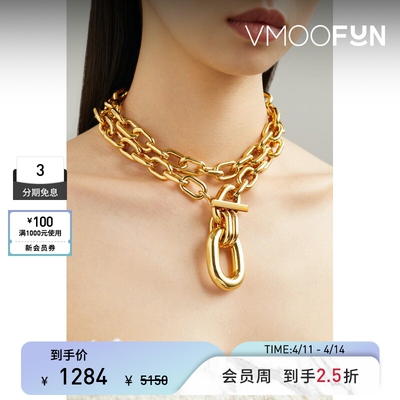 【秒杀】Paco Rabanne 女金色粗链式项链