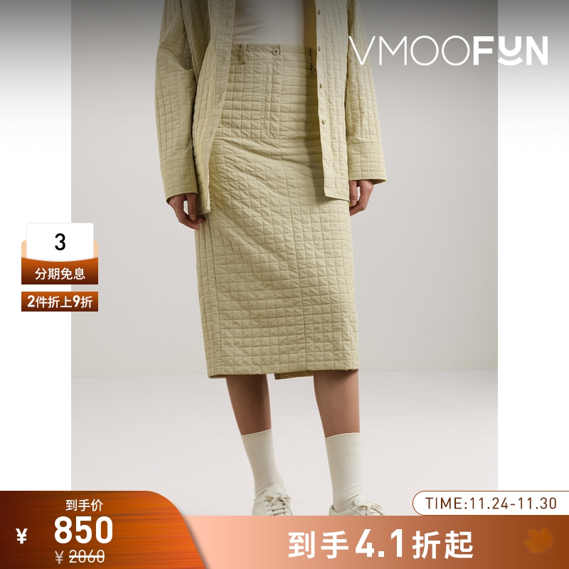 【折扣】LOW CLASSIC女士格纹平纹布中长半身裙