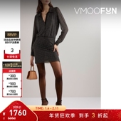 式 连衣裙 Portrait 水晶缀饰弹力绉纱迷你衬衫 折扣 Self