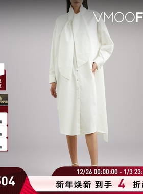 【折扣】Marques' Almeida女士系带细节棉质府绸中长连衣裙