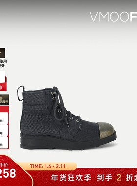 【折扣】OBJECTS IV LIFE 男仿旧棉麻混纺帆布踝靴