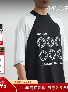 【折扣】1017 ALYX 9SM 春夏男大廓形拼色印花棉质打底衫T恤
