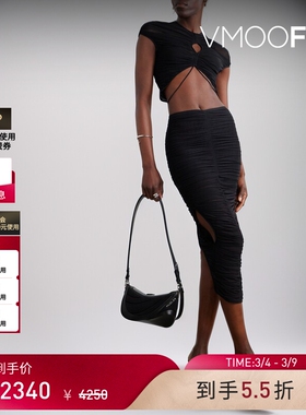 【38焕新周】Mugler女士褶饰弹力绢网短款上衣