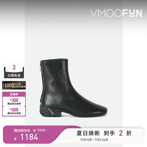 【反季特惠】Raf Simons 女秋冬高级品牌标志印花黑色皮革踝靴
